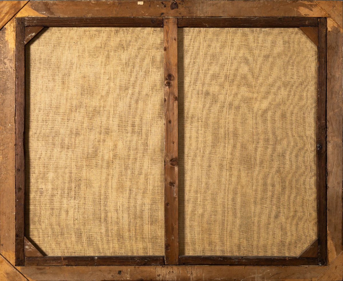 Paire de capriccios architecturaux romains, XVIIe siècle, huiles sur toile, cadres anciens-photo-4