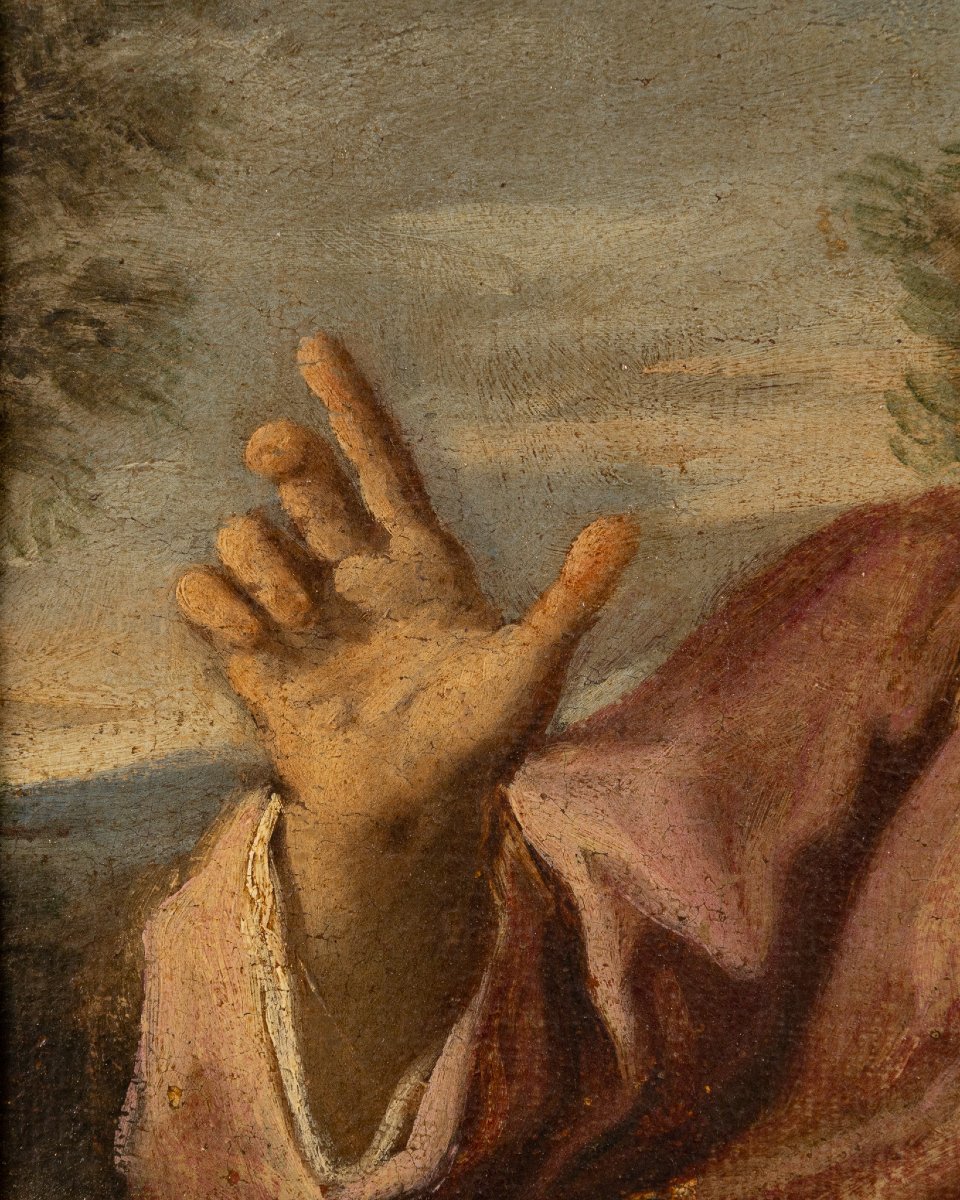 17th-century Bolognese School, Christ And The Samaritan Woman At The Well, Oil On Canvas-photo-3