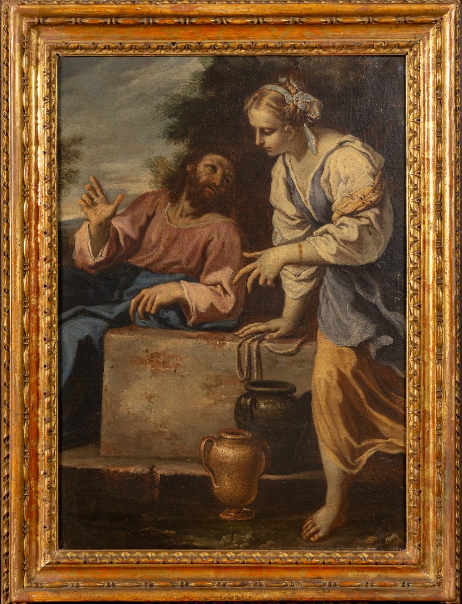 17th-century Bolognese School, Christ And The Samaritan Woman At The Well, Oil On Canvas
