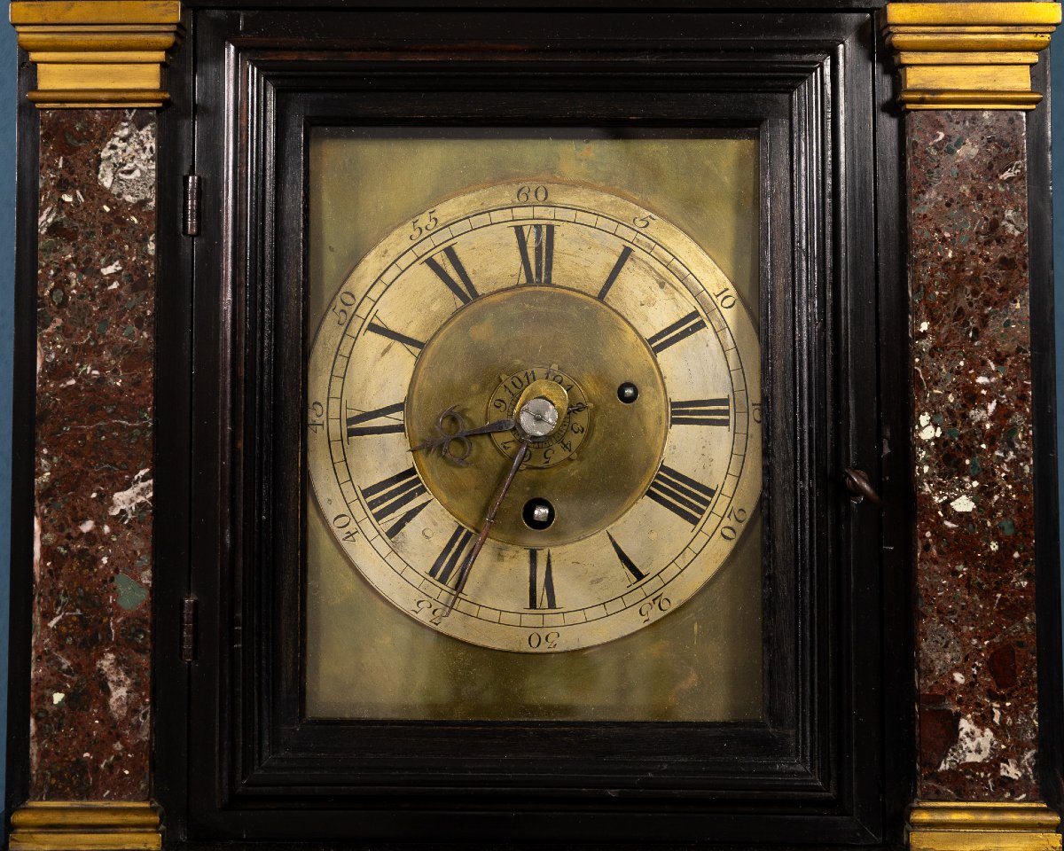 Horloge de table en ébène et incrustations de pierres semi-précieuses, Italie, XVIIIe siècle-photo-4