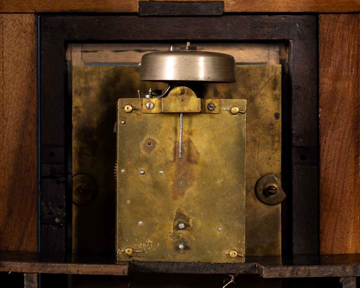 Horloge de table en ébène et incrustations de pierres semi-précieuses, Italie, XVIIIe siècle-photo-6