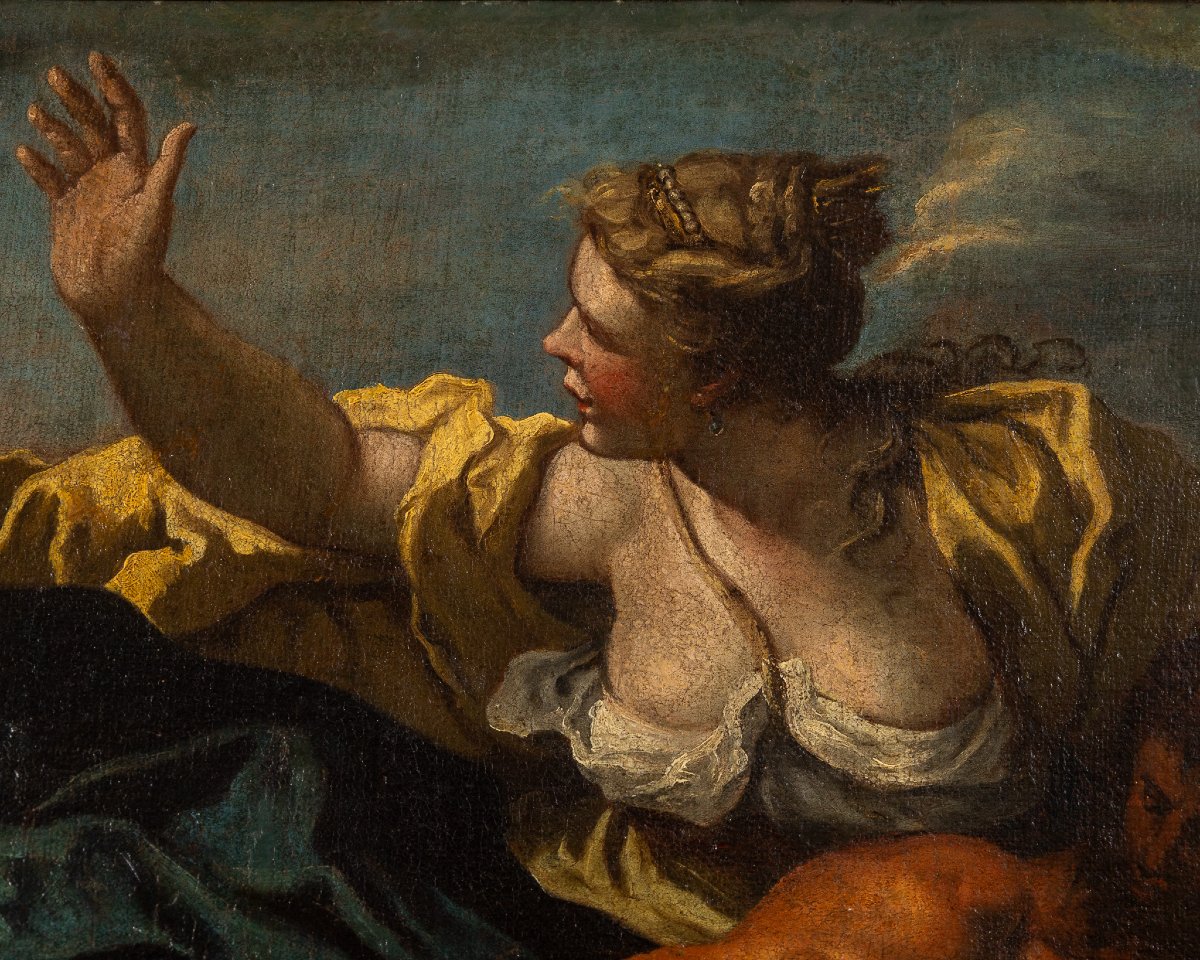Peinture du XVIIIe siècle, Girolamo Brusaferro? L’enlèvement de Déjanire par le centaure Nessus-photo-4