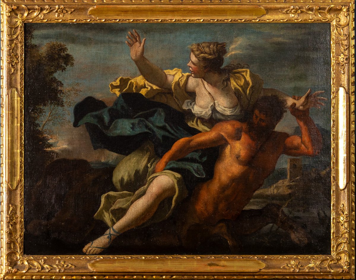 Peinture du XVIIIe siècle, Girolamo Brusaferro? L’enlèvement de Déjanire par le centaure Nessus