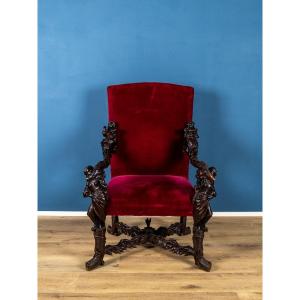 Fauteuil sculpté, cercle d’Andrea Brustolon (1662-1732), Italie, XVIIe-XVIIIe siècle