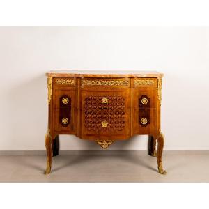 Napoleon III Style Chest Of Drawers, Gilded Bronze Inlays And Applications, 19th Century France