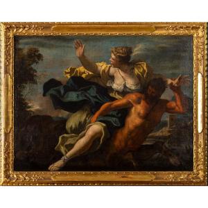Peinture du XVIIIe siècle, Girolamo Brusaferro? L’enlèvement de Déjanire par le centaure Nessus