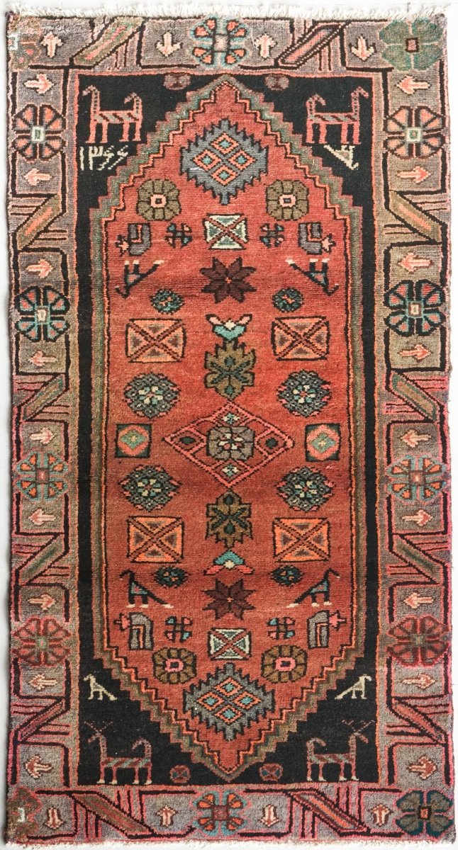 Unusual Handwoven Vintage Rug - Tribal With Animal Patterns