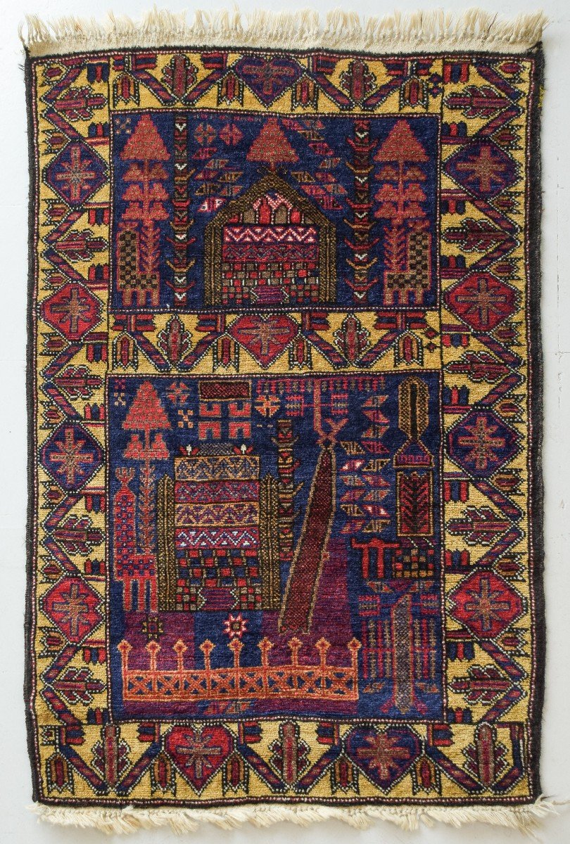 Tapis Tribal Tissé à La Main Intéressant