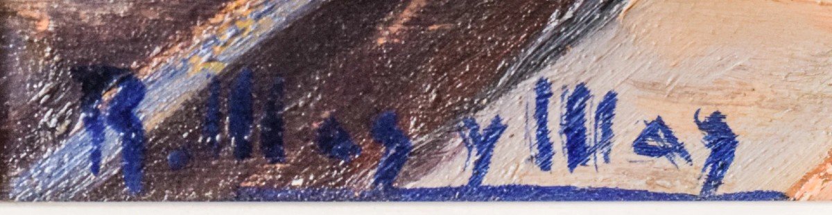 Ramón Mas I Mas - Paysage Postimpressionniste Avec Bateaux-photo-5