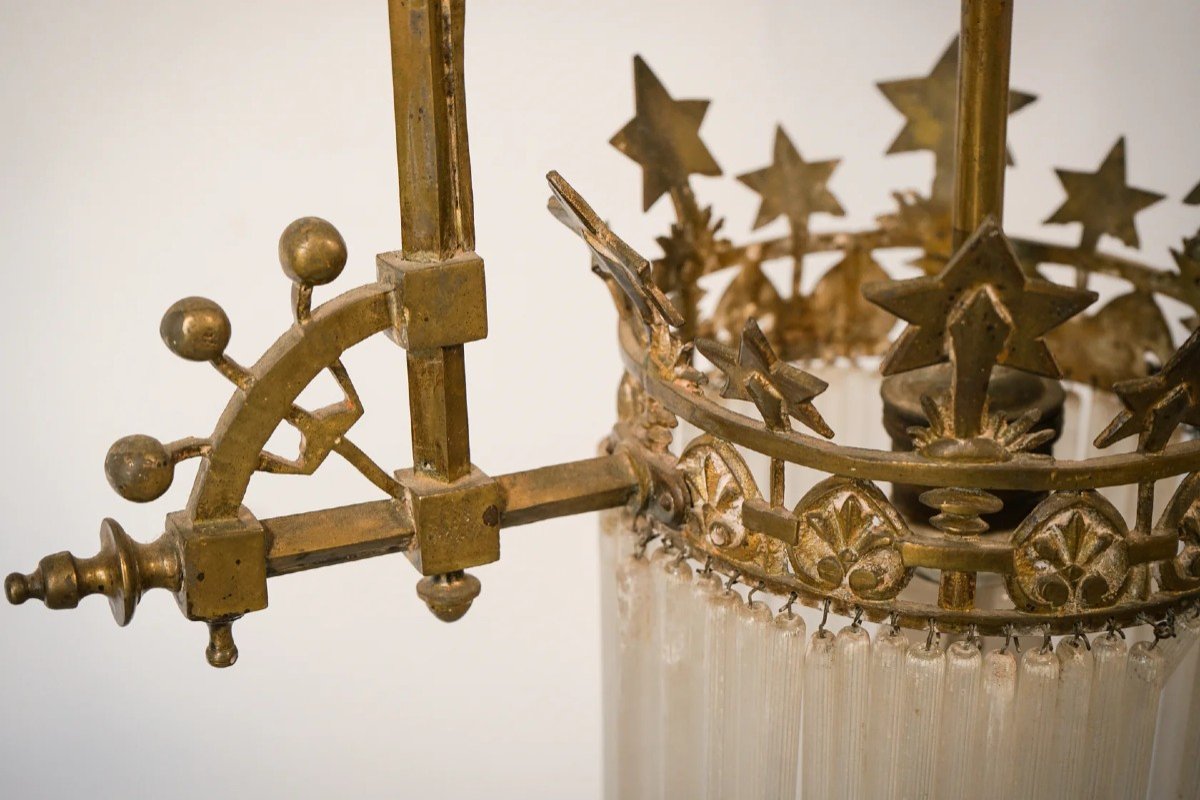 Proantic: Art Nouveau - Chandelier With Glass Rods