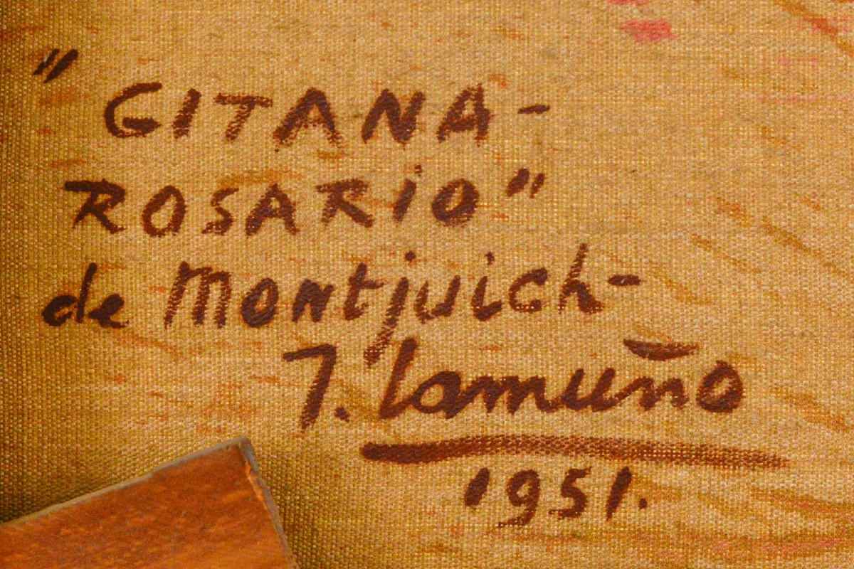 "Gipsy - Rosario" de Montjuich - JOSÉ LAMUÑO - Huile sur toile encadrée-photo-4