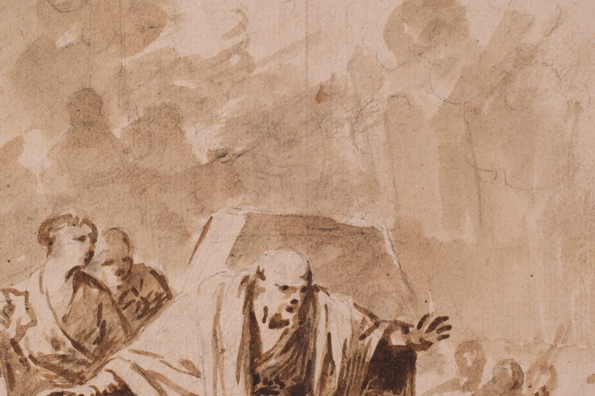 Croquis Antique En Sépia - 18e Siècle-photo-1