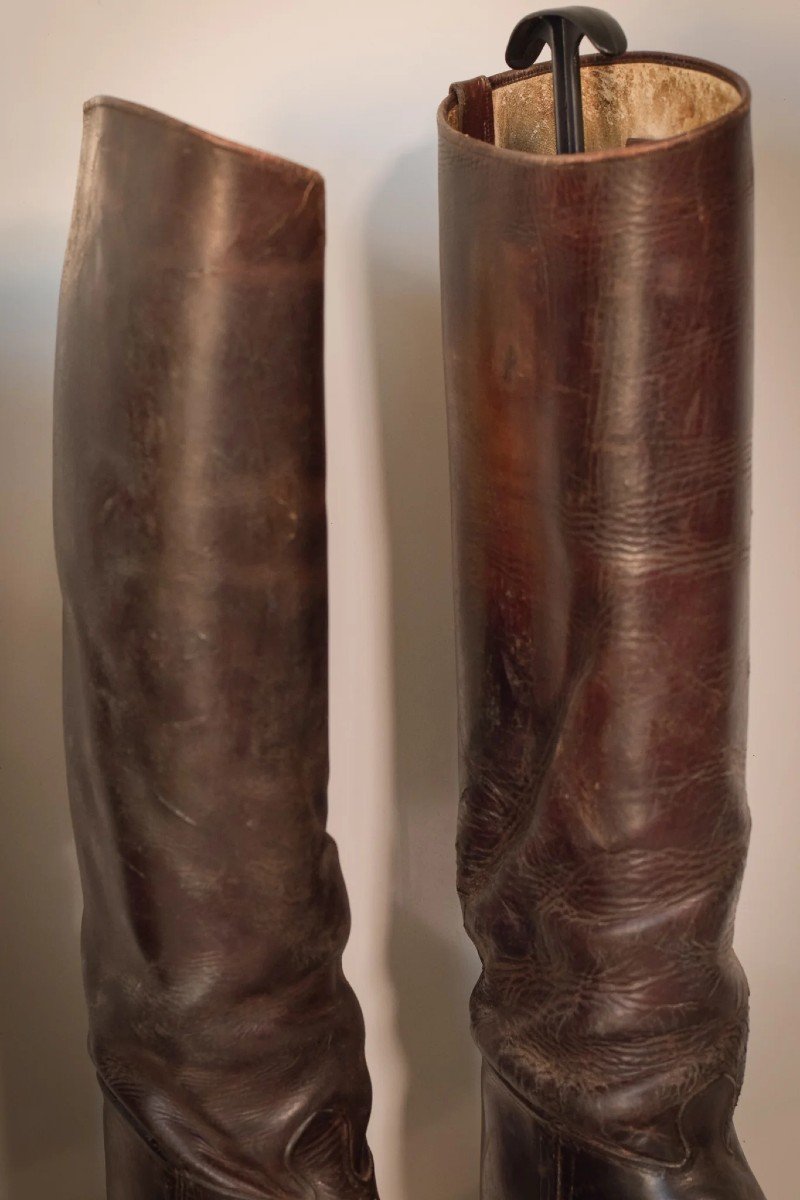 Bottes d'équitation En Cuir Antiques - Deux Paires-photo-1