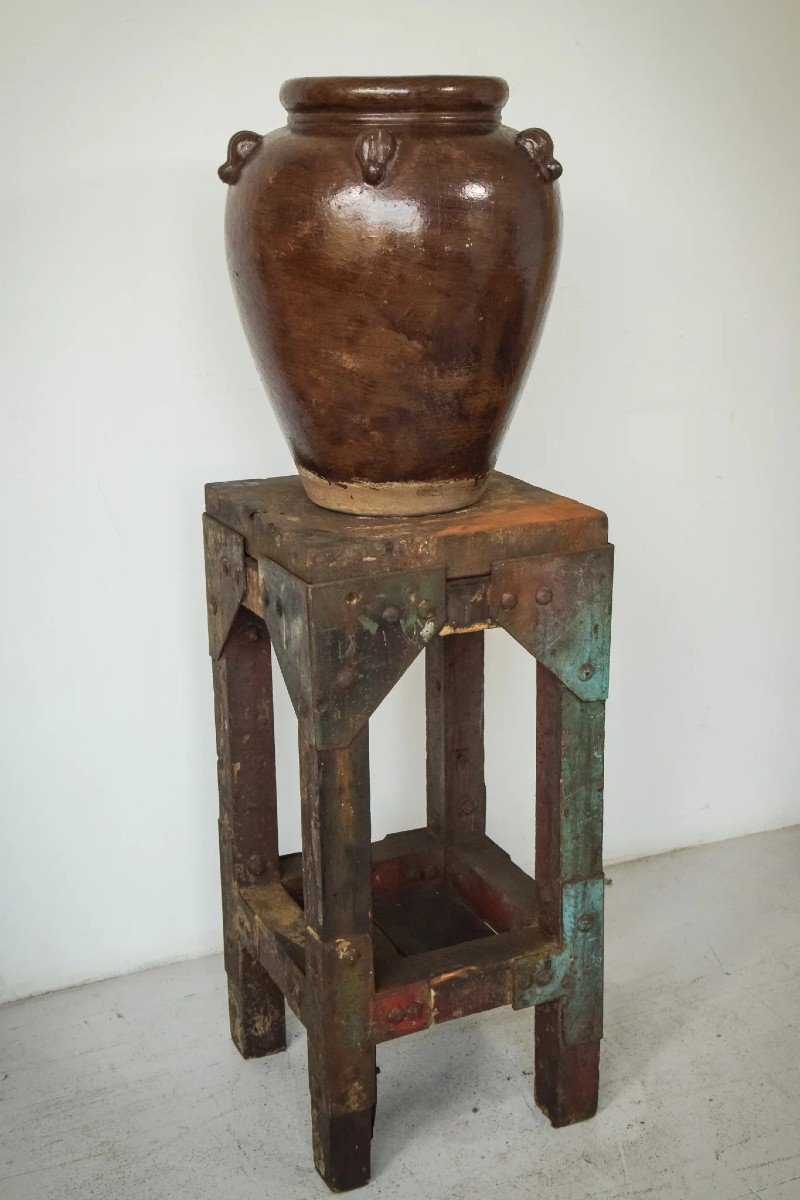 Industrial Stand With A Solid Iron Top - Early 20th Century-photo-8