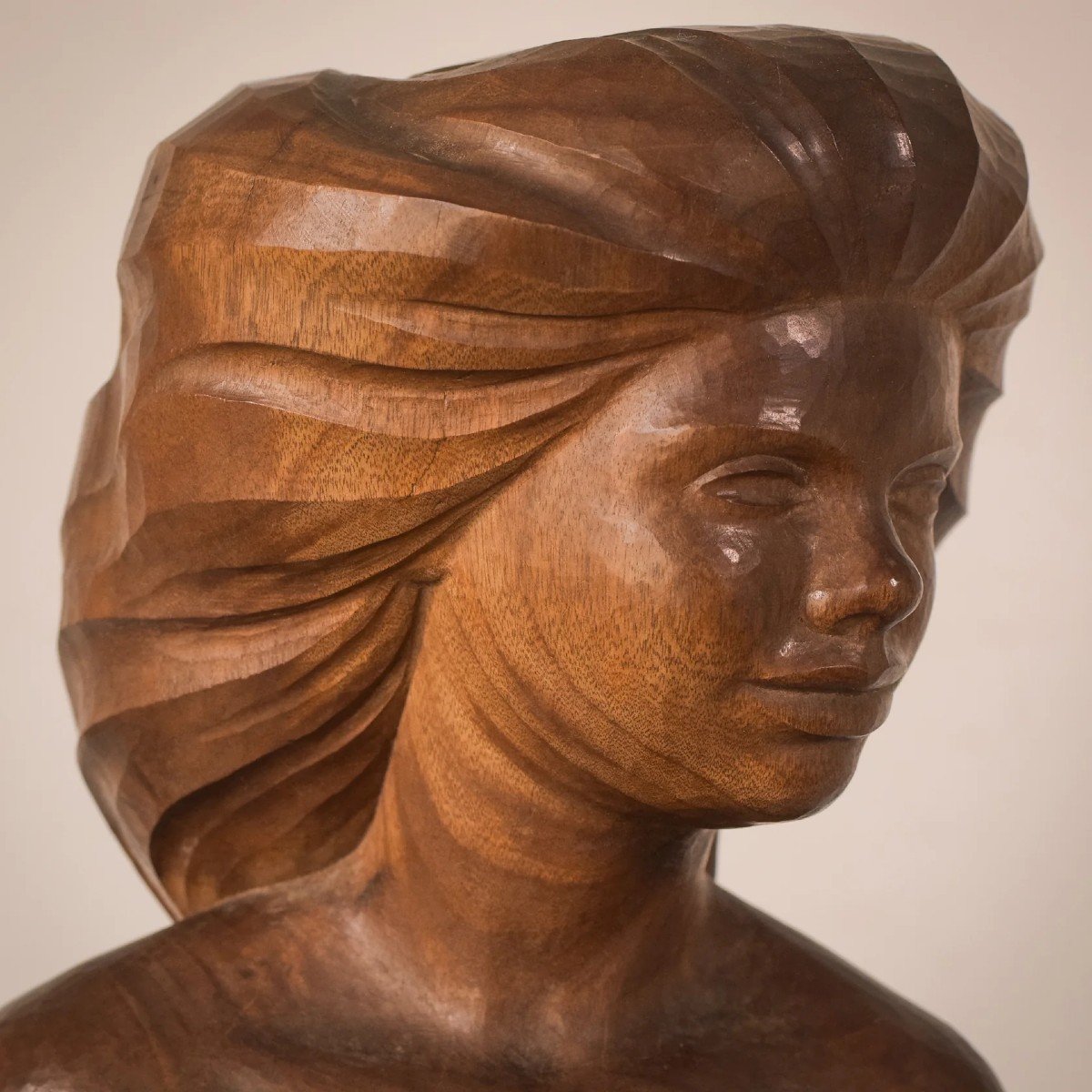 Sculpture En Bois - Femme Nue Avec Support-photo-4