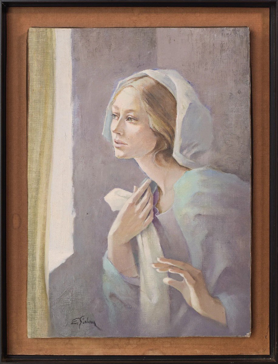 Portrait d'Une Novice - Huile Sur Toile-photo-2