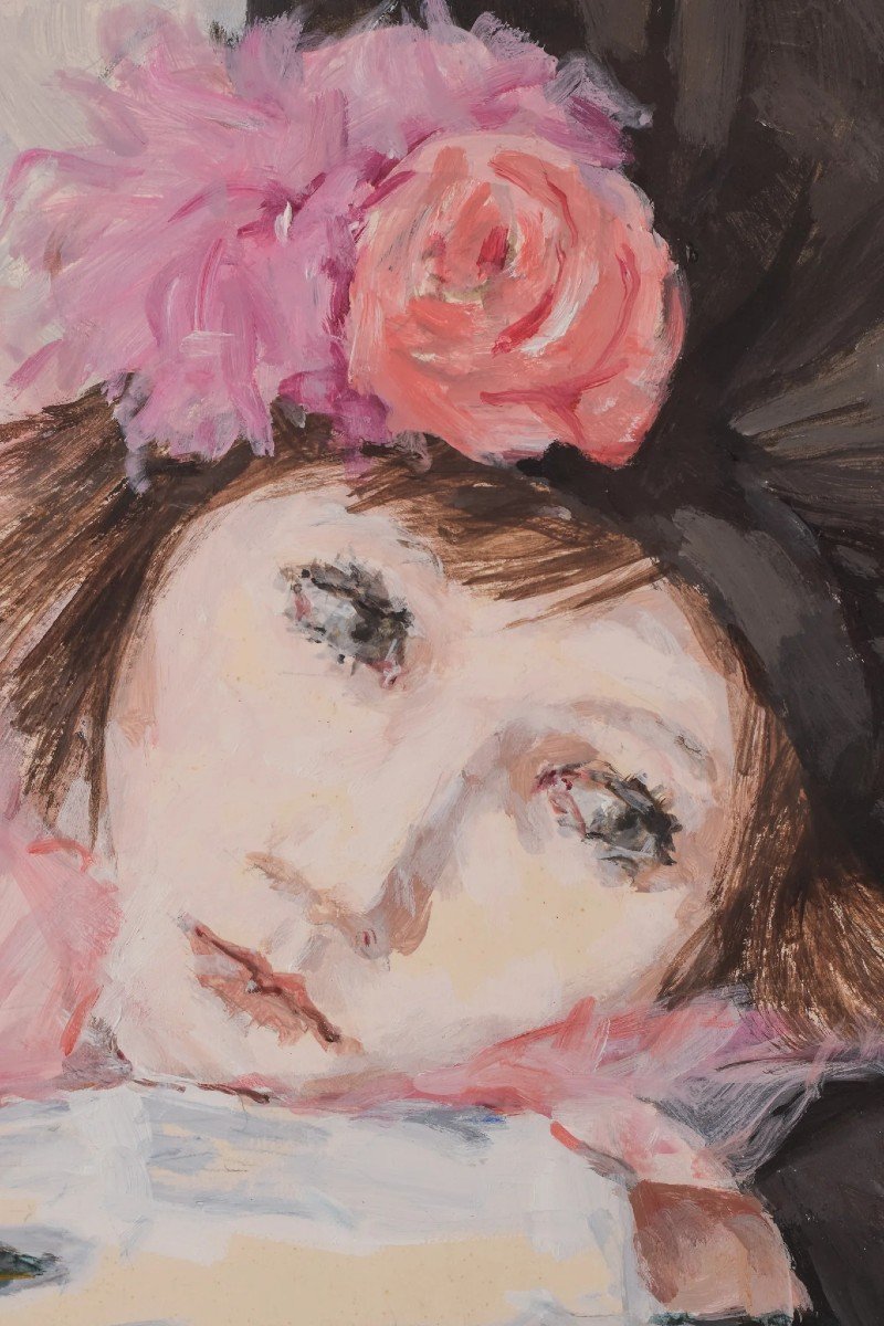 Portrait Of A Lady With A Rose - In The Style Of Manet-photo-1