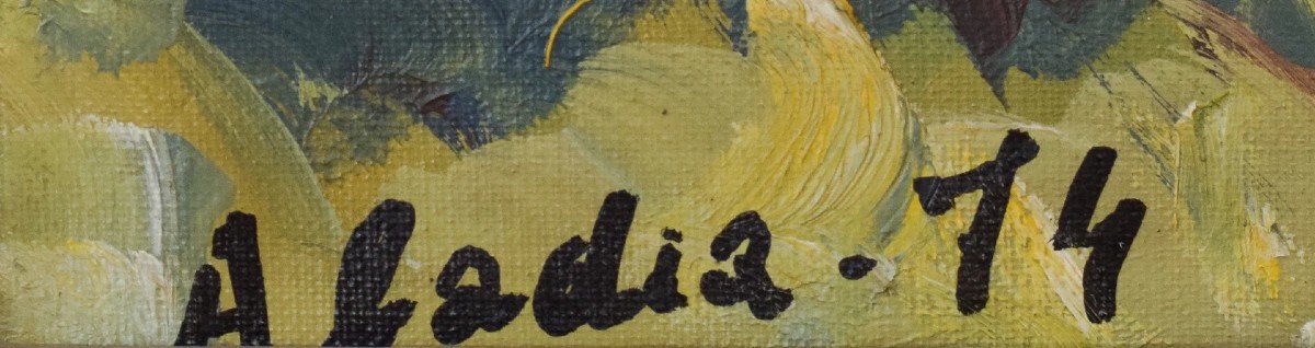 Post Impressionist Landscape - Olive Trees And Village Church-photo-6