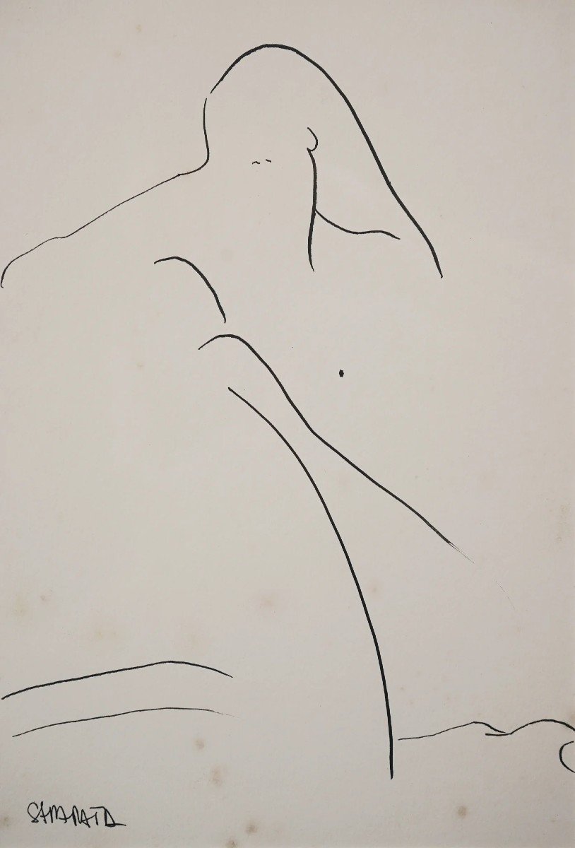 Joanna Sarapata - Two Female Nude Pen And Colour Wash Studies-photo-2