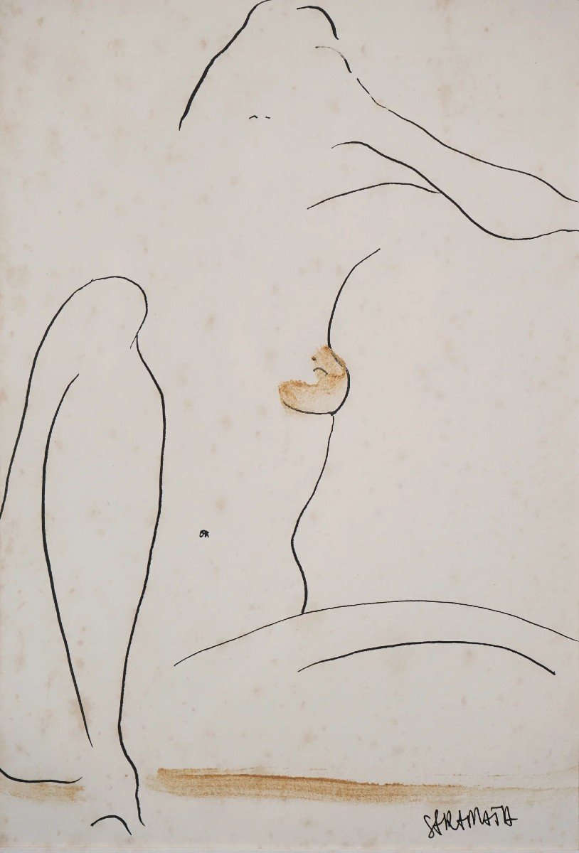Joanna Sarapata - Two Female Nude Pen And Colour Wash Studies-photo-4