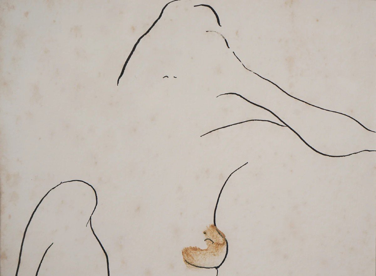 Joanna Sarapata - Two Female Nude Pen And Colour Wash Studies-photo-5