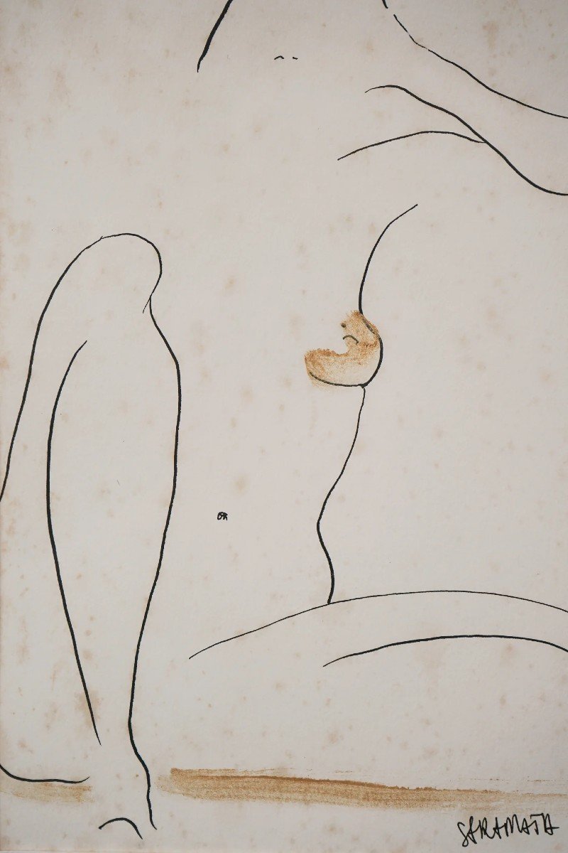 Joanna Sarapata - Two Female Nude Pen And Colour Wash Studies-photo-6
