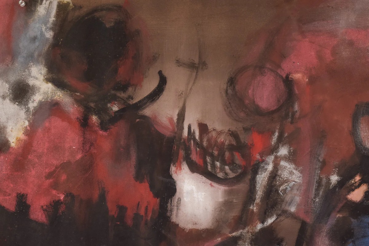 Dennis Bowen - Attribué - Huile Abstraite Sur Toile-photo-3