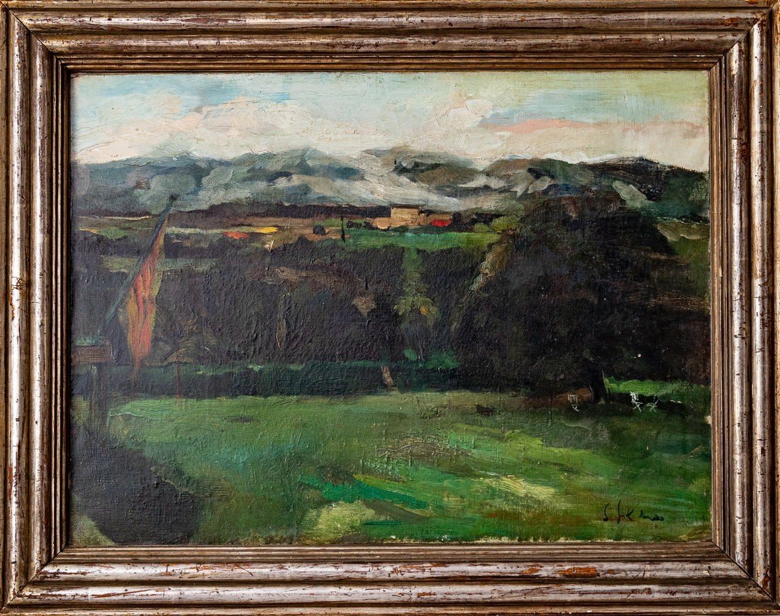 Paysage Impressionniste Intéressant - Cadre Argenté Doré De Haute Qualité-photo-2