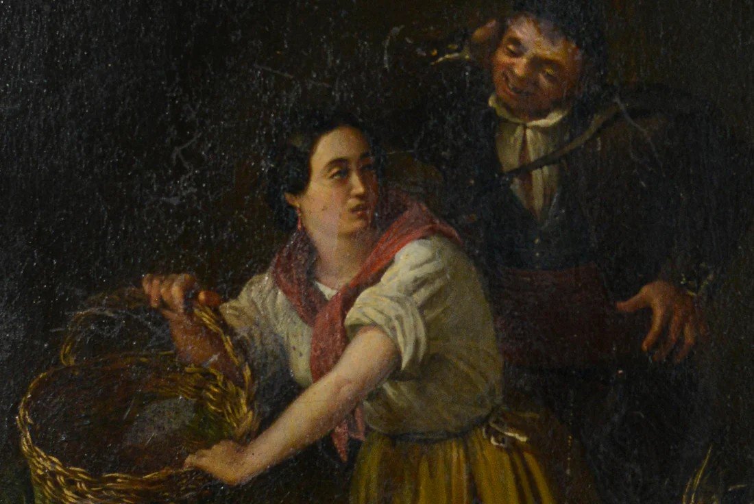 Scène De Cuisine De Genre - XVIIIe Ou Début XIXe Siècle - Signée-photo-3