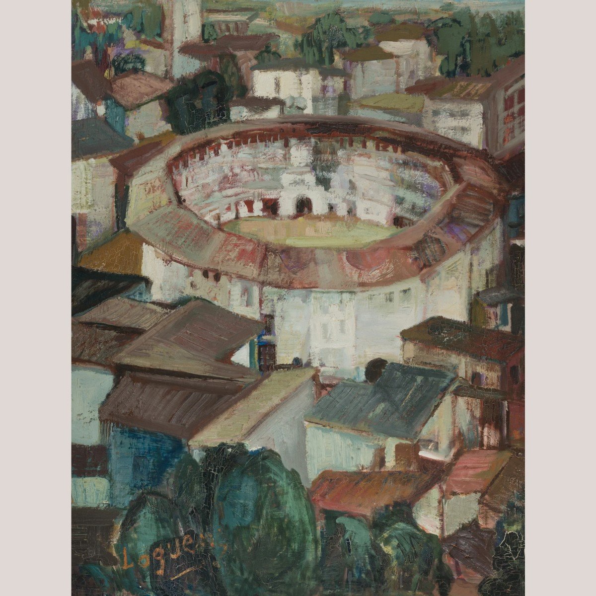 Impressionist Oil On Canvas With Cubist Influence – Historic Bullring - Signed & Dated-photo-2