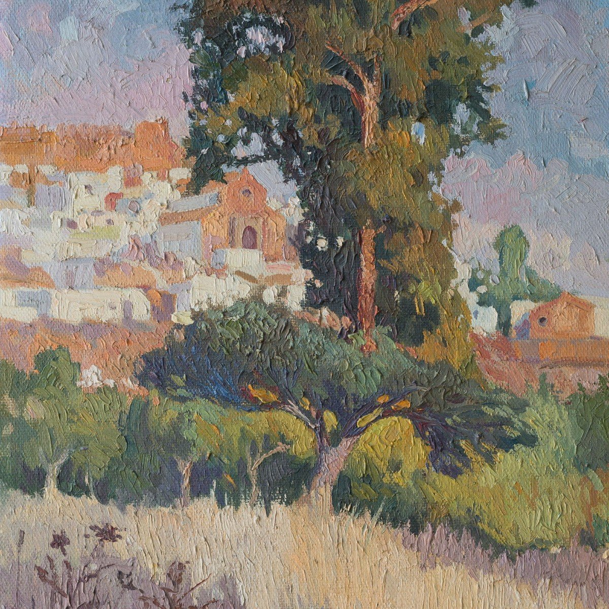 Landscape Of Alcalá De Los Gazules - Impressionist Oil On Canvas-photo-2