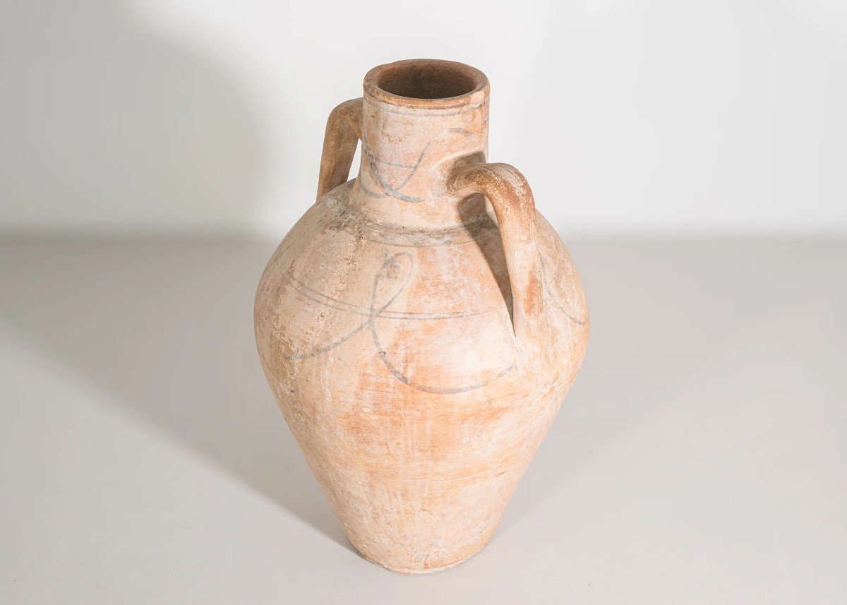 Amphore Espagnole Antique En Terre Cuite – Pot De Rangement Rustique Artisanal Du XIXe Siècle-photo-3