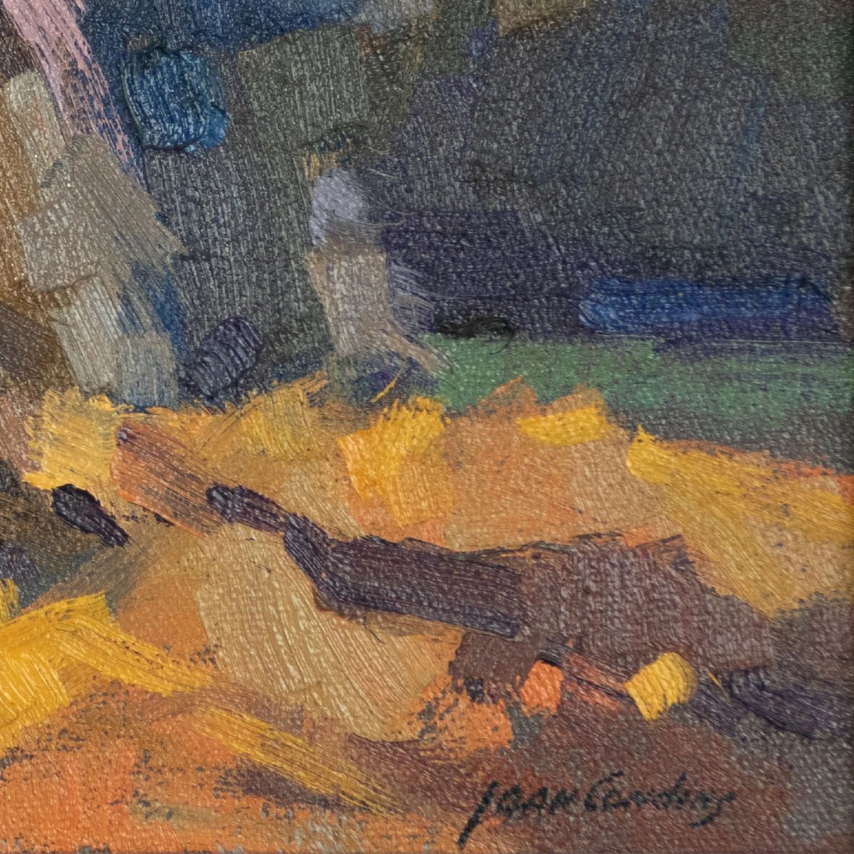Meules De Foin Au Crépuscule – Joan Condins – Peinture à l'Huile Impressionniste Originale Enca-photo-4