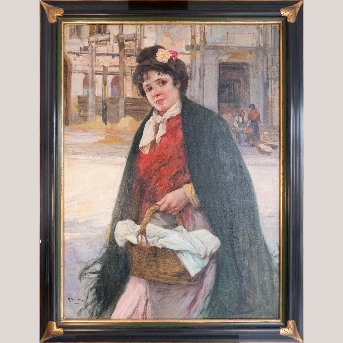 The Flower Seller – 19th Century Oil Painting - Ricardo Brugada Y Panizo (1867-1919)-photo-3