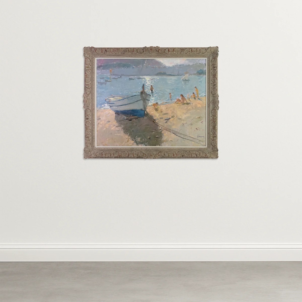 Contaller un cadaqués - Scène de plage avec bateau par Josep Munné Graupera