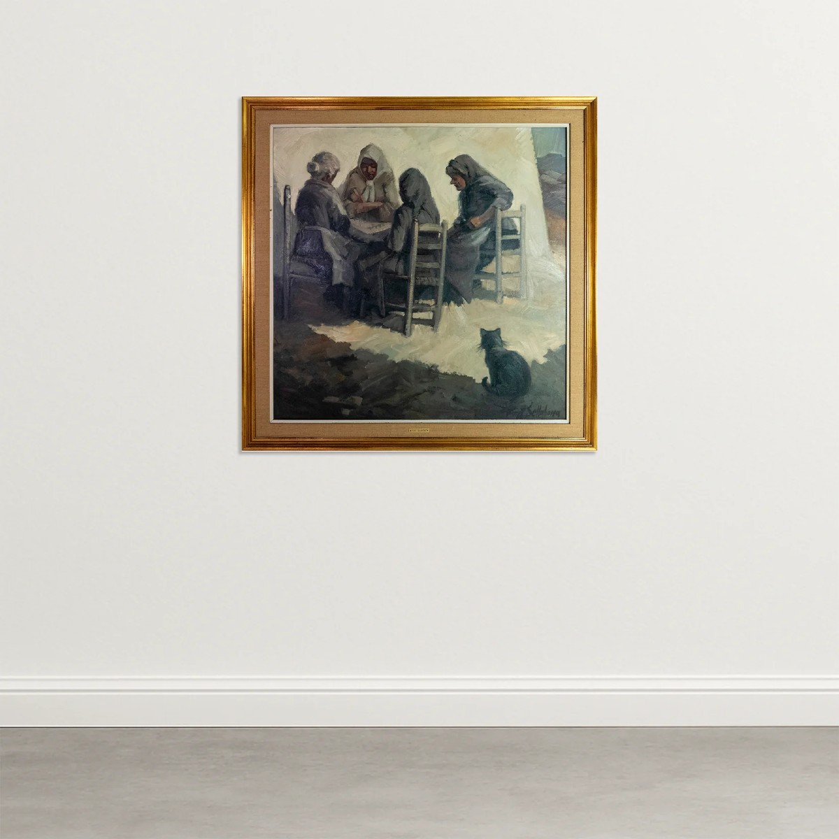 Les Velles De La Nostra Terra – Vintage 1972 Catalan Oil Painting By Font Sellabona-photo-2