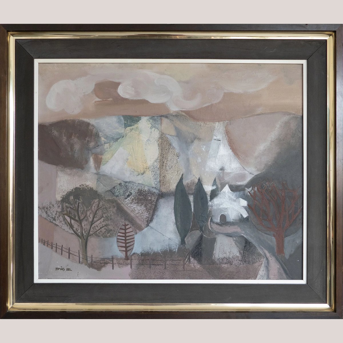 Mid-century Catalan Landscape – Original Mixed Media By Tomàs Bel-photo-2