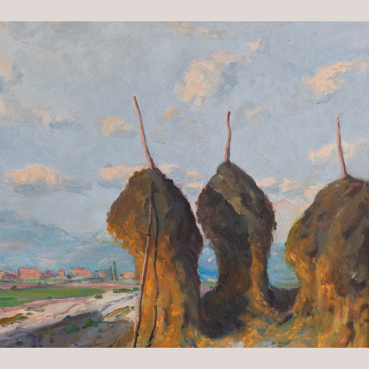 Paysage Impressionniste De Meules De Foin – Huile Sur Toile De Ramon Trulls Pons-photo-3