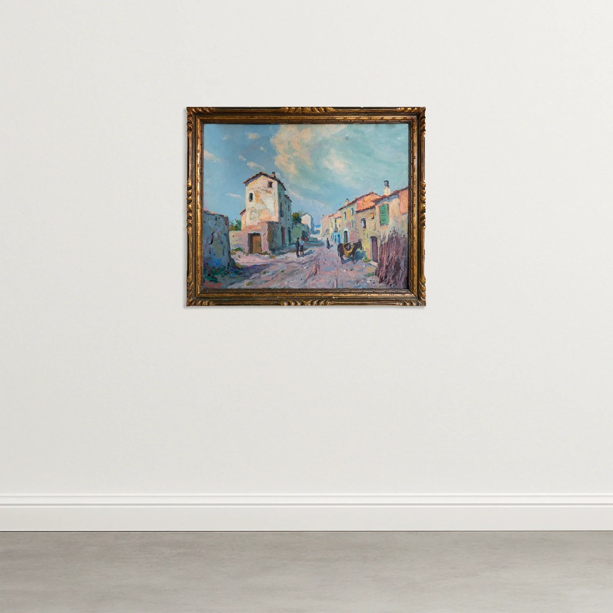 Scène De Rue Du Village De Caserras – Huile Originale Impressionniste De Ramon Trulls Pons