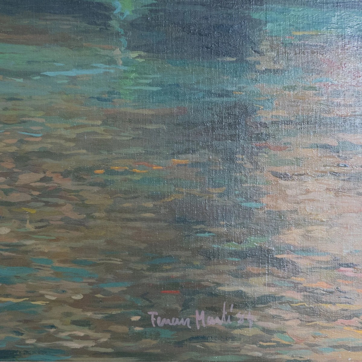Côte Rocheuse Et Eau Scintillante – Ferran Martí, Huile Sur Toile-photo-4