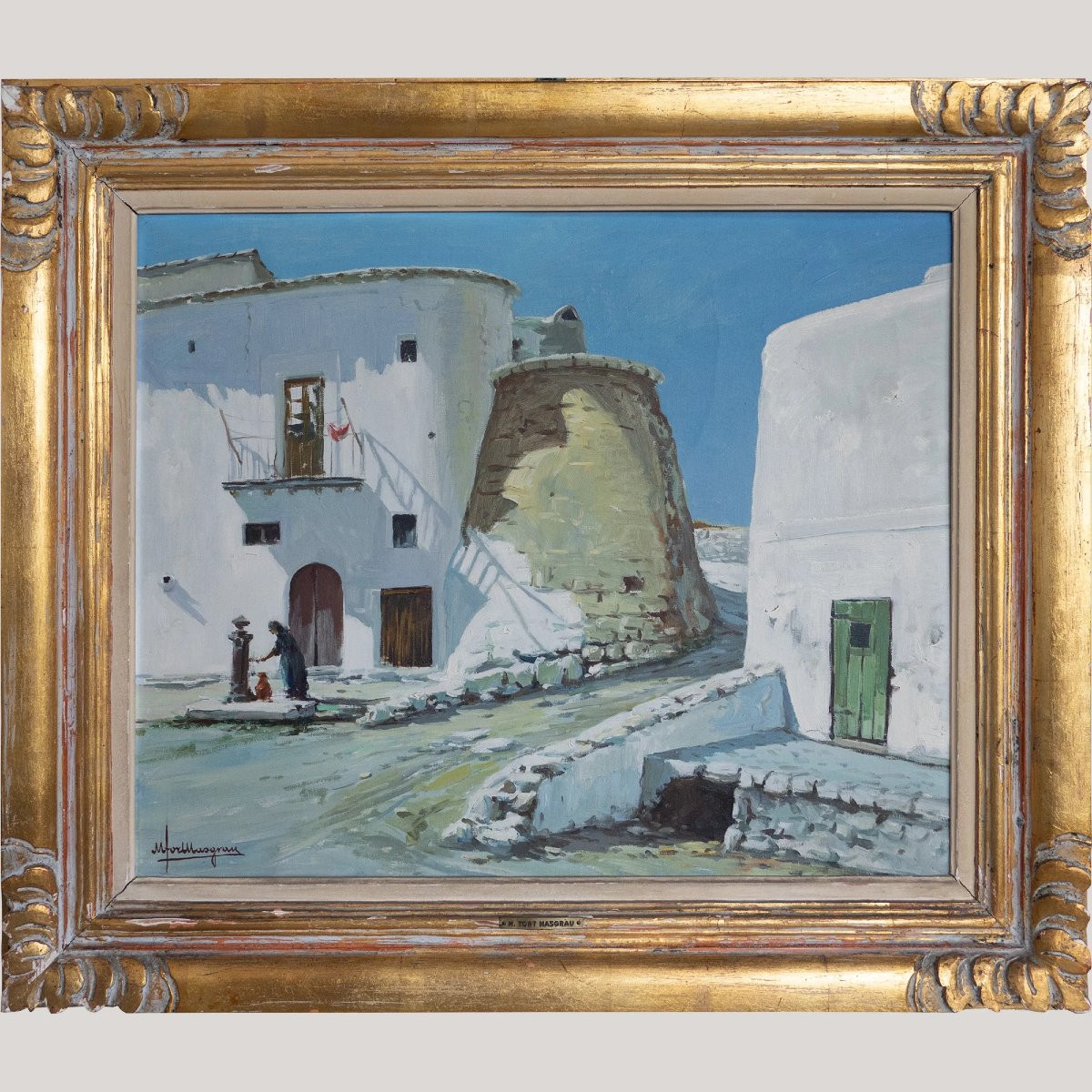 Scènes De Village d'Ibiza – Paire De Peintures à l'Huile Originales De Miquel Tort Masgrau-photo-3