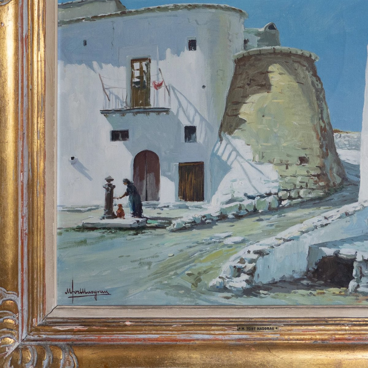 Scènes De Village d'Ibiza – Paire De Peintures à l'Huile Originales De Miquel Tort Masgrau-photo-4