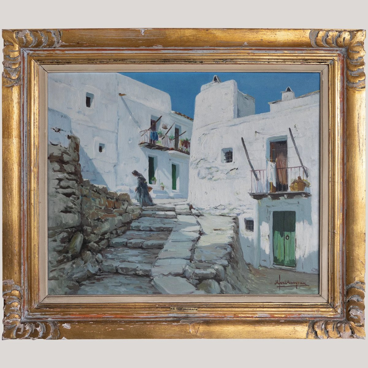 Scènes De Village d'Ibiza – Paire De Peintures à l'Huile Originales De Miquel Tort Masgrau-photo-5