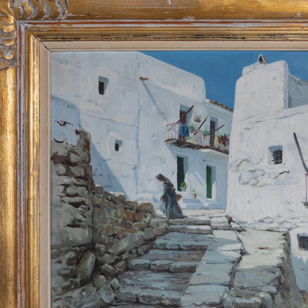 Scènes De Village d'Ibiza – Paire De Peintures à l'Huile Originales De Miquel Tort Masgrau-photo-6