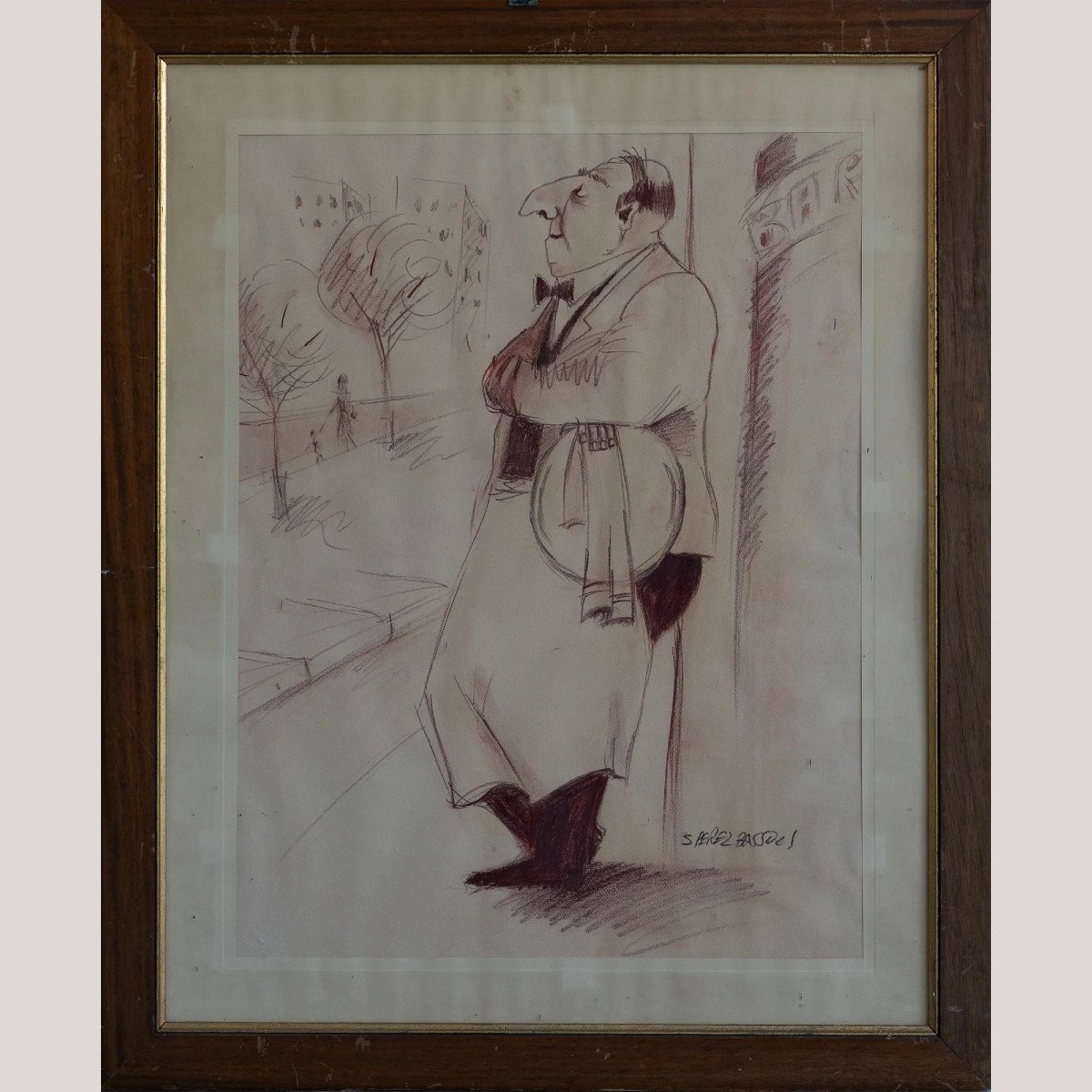 Le Serveur – Caricature – Dessin à l'Encre De Salvador Pérez Bassols-photo-2