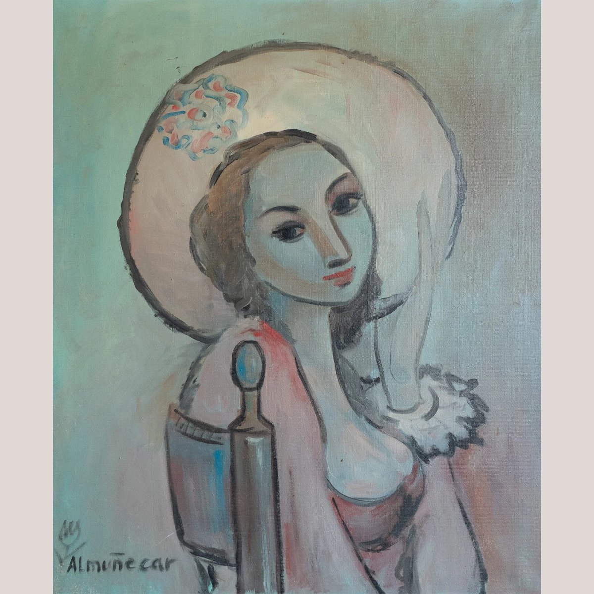 Ensemble De Quatre Portraits Du Milieu Du Siècle – Signé « Almuñecar », Huile Sur Toile-photo-2