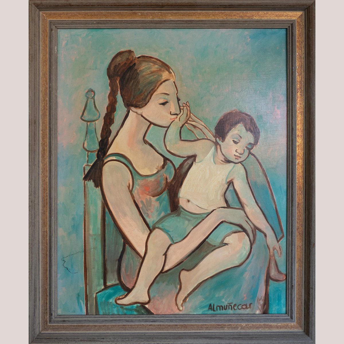 Ensemble De Quatre Portraits Du Milieu Du Siècle – Signé « Almuñecar », Huile Sur Toile-photo-3