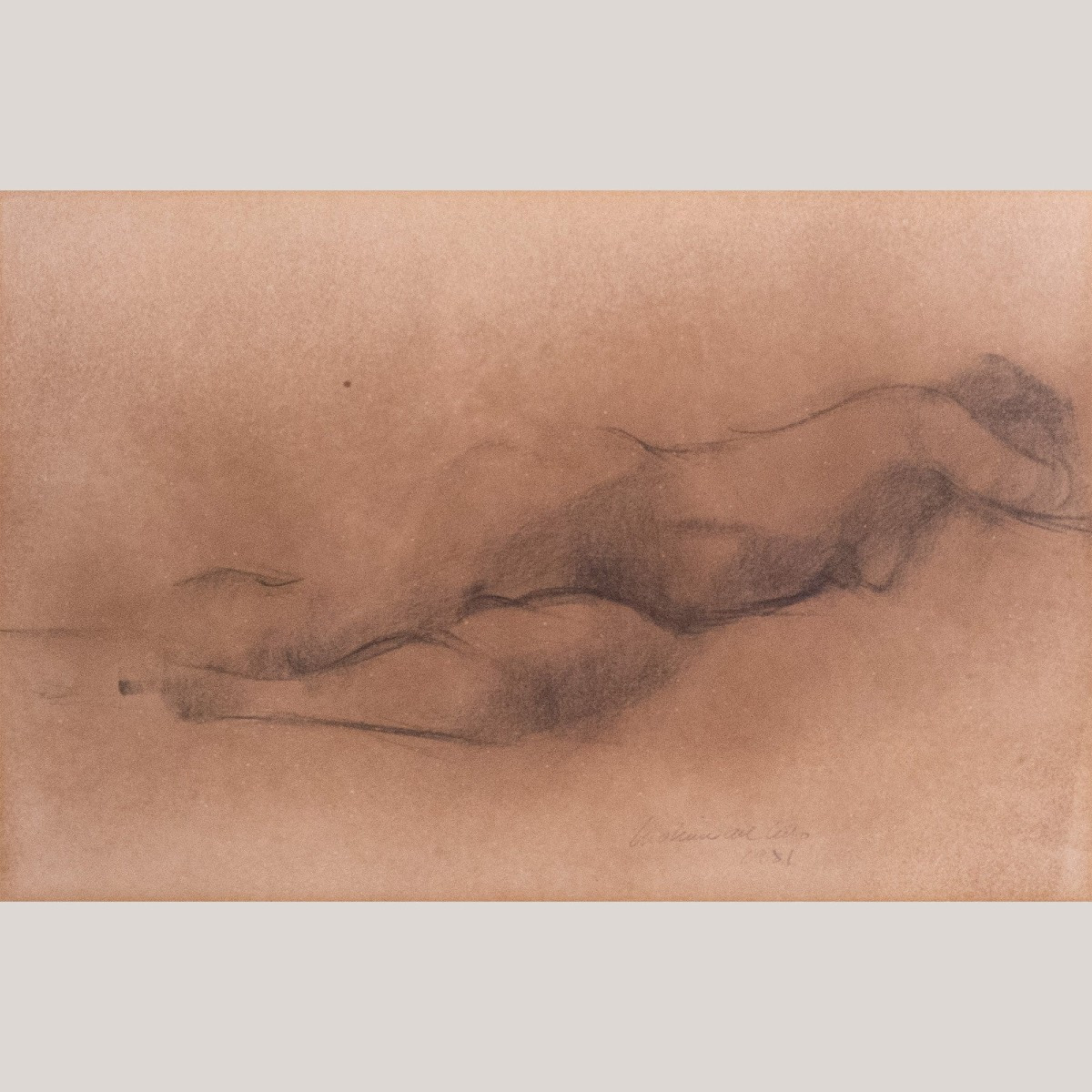 étude De Nu Allongé – Dessin Original Signé, XXe Siècle