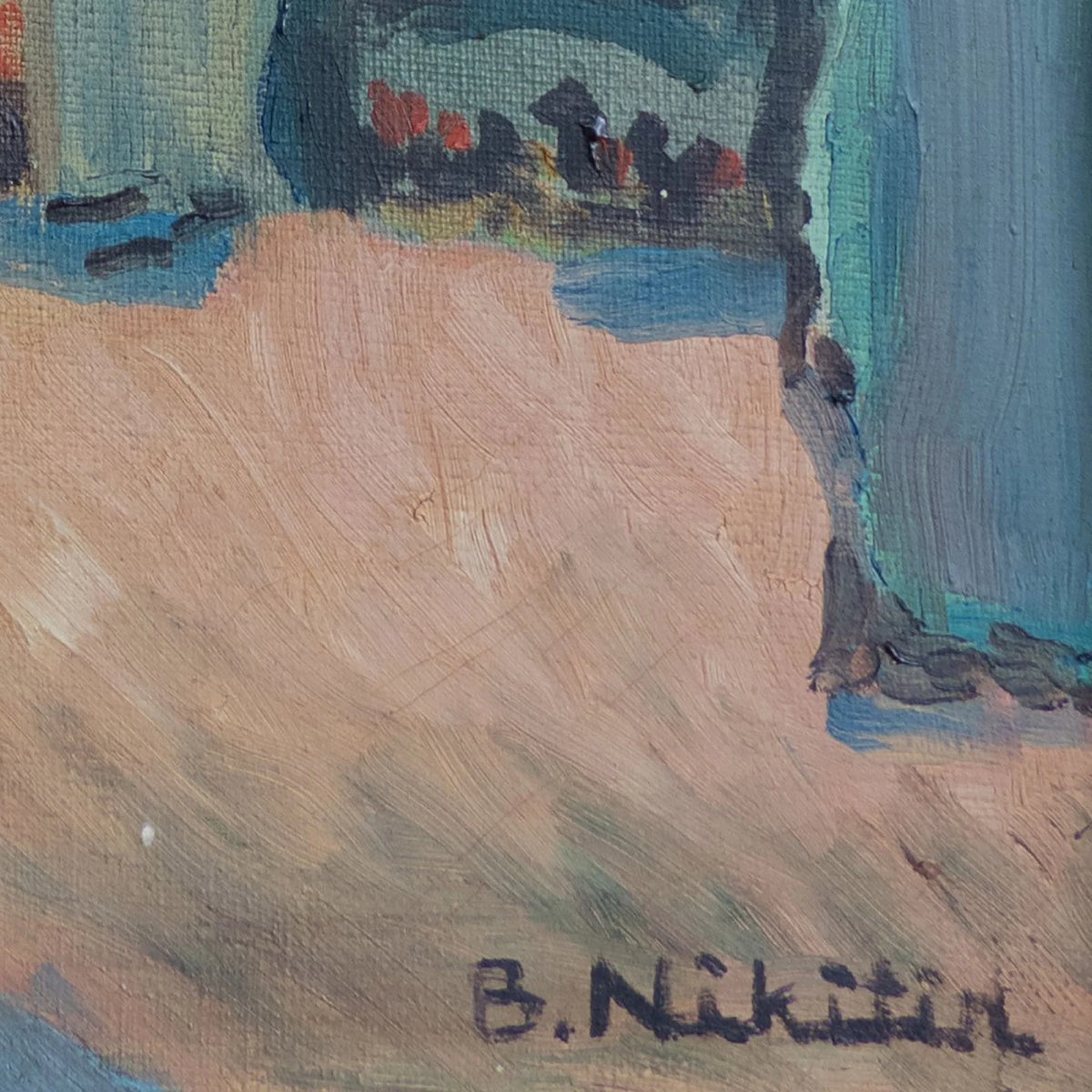 Paysage urbain de la tour de l'horloge de Berne du milieu du siècle – Peinture à l'huile origin-photo-3