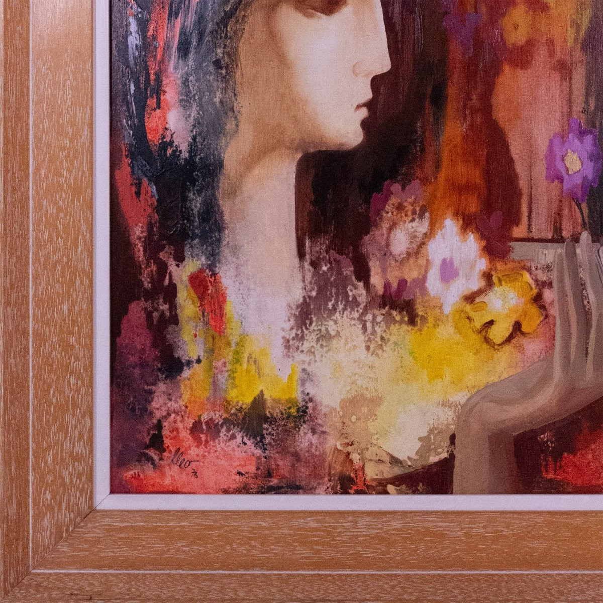 Mid-century Stylised Female Portraits – Pair Of Oil Paintings By Lleo-photo-6